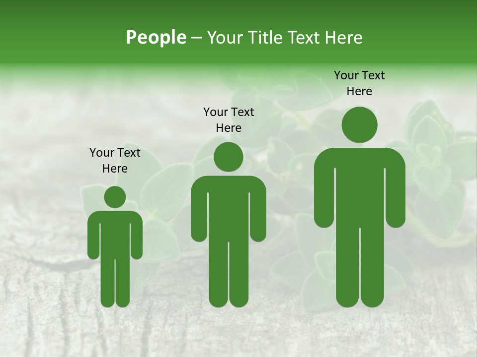 A Bunch Of Green Leaves Sitting On Top Of A Wooden Table PowerPoint Template