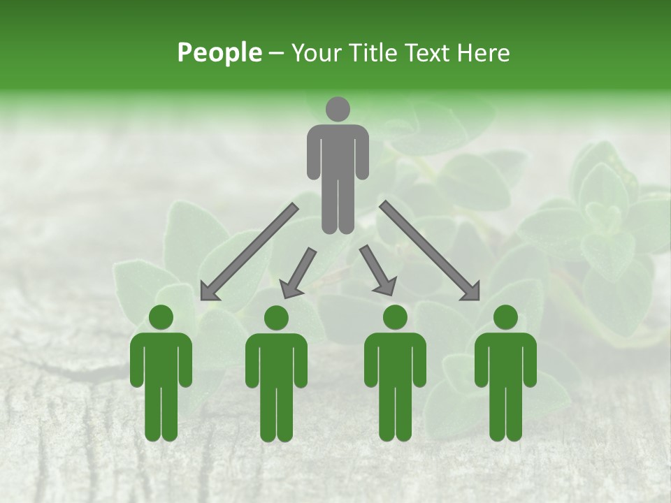 A Bunch Of Green Leaves Sitting On Top Of A Wooden Table PowerPoint Template