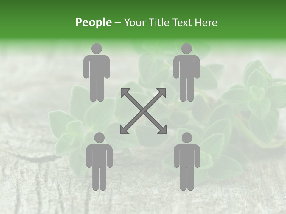 A Bunch Of Green Leaves Sitting On Top Of A Wooden Table PowerPoint Template