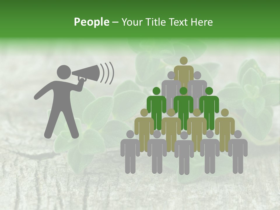 A Bunch Of Green Leaves Sitting On Top Of A Wooden Table PowerPoint Template