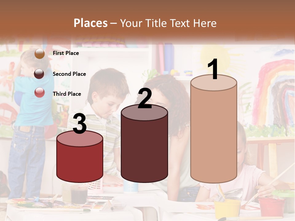 A Woman And Two Children In A Room With Art Supplies PowerPoint Template