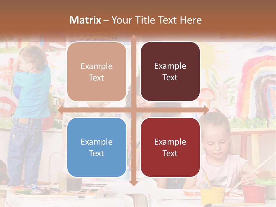 A Woman And Two Children In A Room With Art Supplies PowerPoint Template