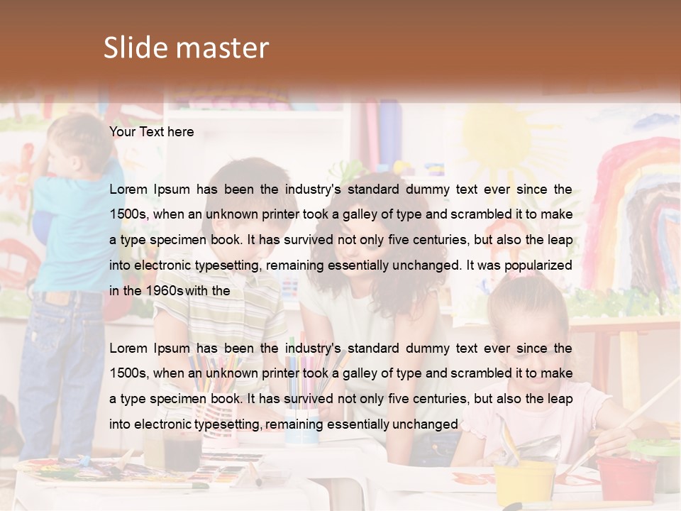 A Woman And Two Children In A Room With Art Supplies PowerPoint Template