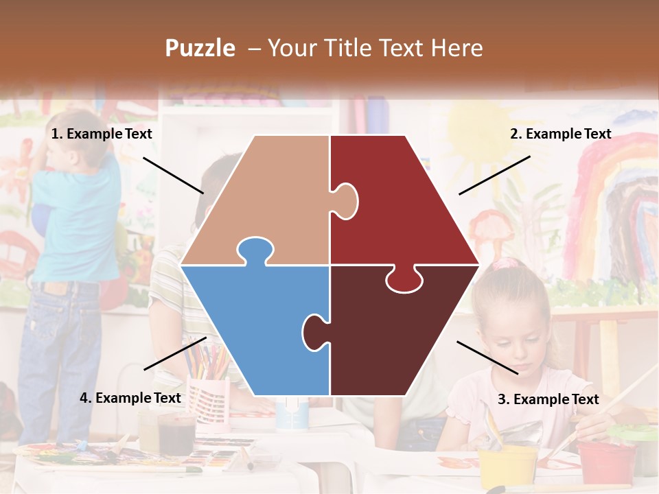 A Woman And Two Children In A Room With Art Supplies PowerPoint Template