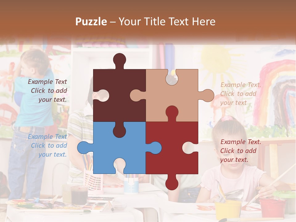 A Woman And Two Children In A Room With Art Supplies PowerPoint Template