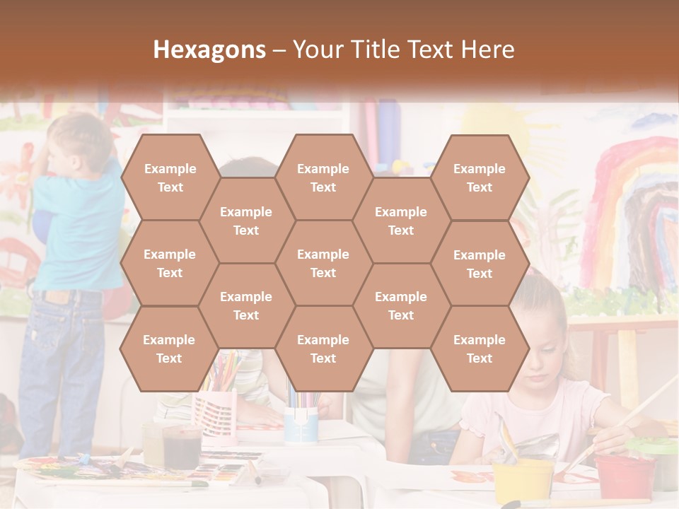 A Woman And Two Children In A Room With Art Supplies PowerPoint Template