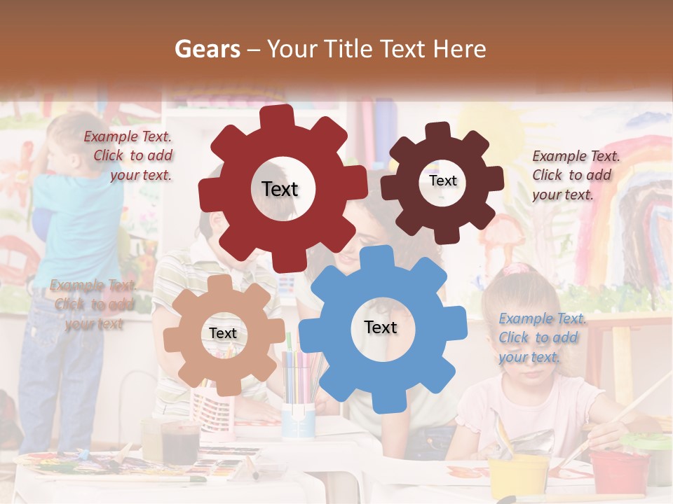 A Woman And Two Children In A Room With Art Supplies PowerPoint Template