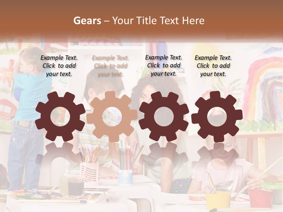 A Woman And Two Children In A Room With Art Supplies PowerPoint Template