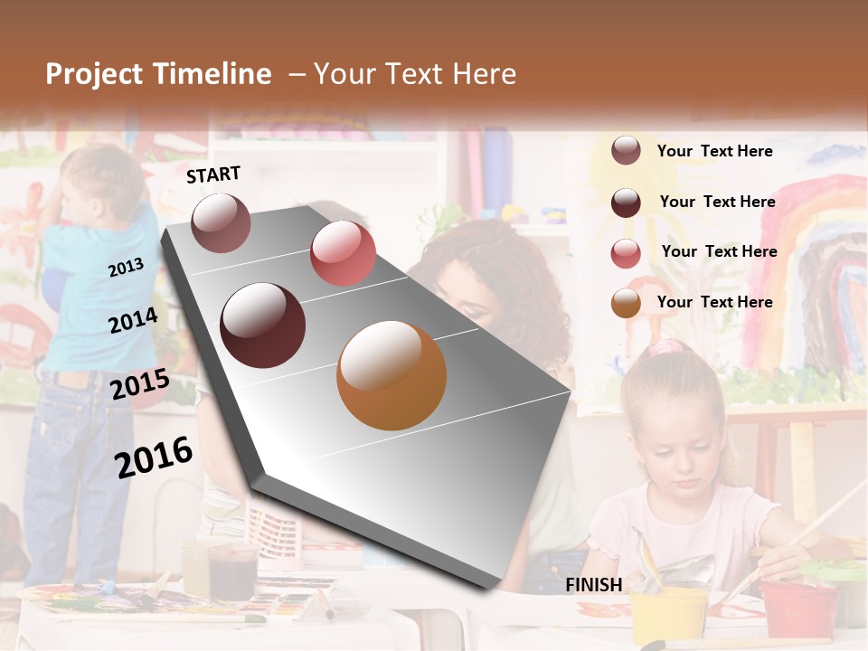 A Woman And Two Children In A Room With Art Supplies PowerPoint Template