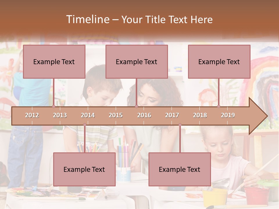 A Woman And Two Children In A Room With Art Supplies PowerPoint Template