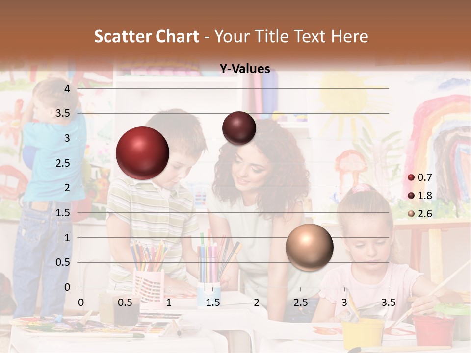 A Woman And Two Children In A Room With Art Supplies PowerPoint Template