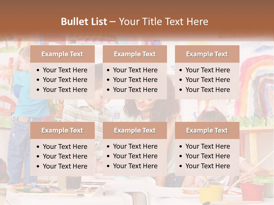 A Woman And Two Children In A Room With Art Supplies PowerPoint Template