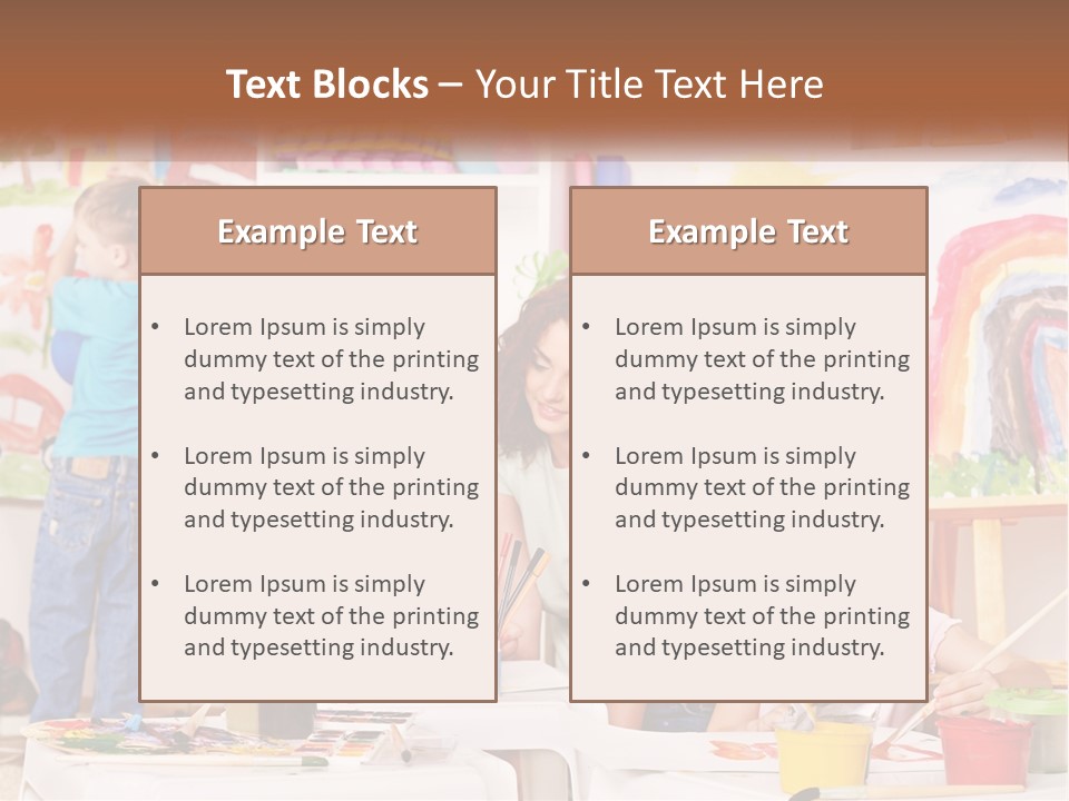 A Woman And Two Children In A Room With Art Supplies PowerPoint Template