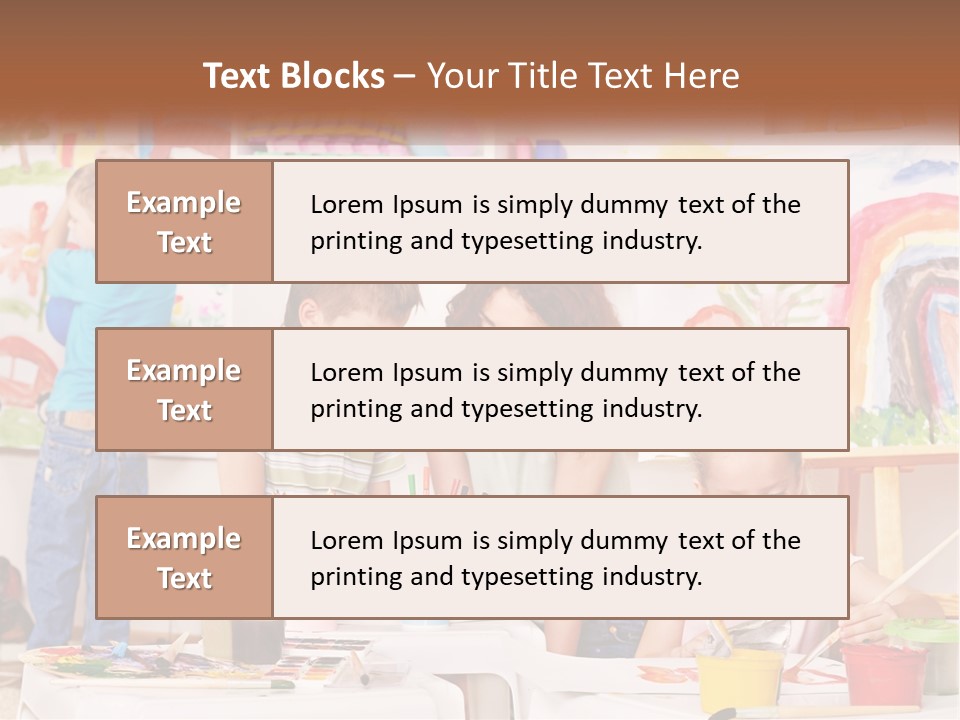 A Woman And Two Children In A Room With Art Supplies PowerPoint Template