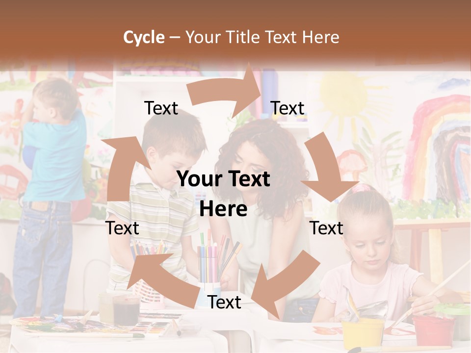 A Woman And Two Children In A Room With Art Supplies PowerPoint Template