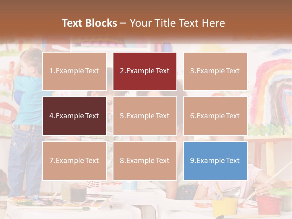 A Woman And Two Children In A Room With Art Supplies PowerPoint Template