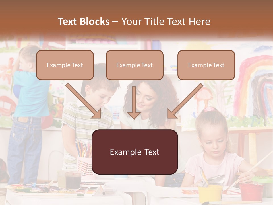 A Woman And Two Children In A Room With Art Supplies PowerPoint Template
