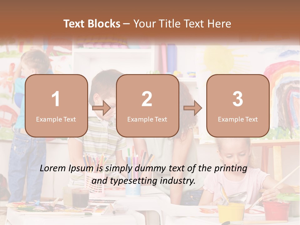 A Woman And Two Children In A Room With Art Supplies PowerPoint Template