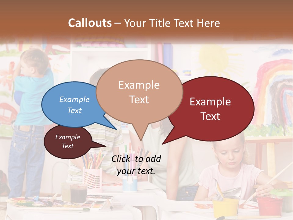 A Woman And Two Children In A Room With Art Supplies PowerPoint Template