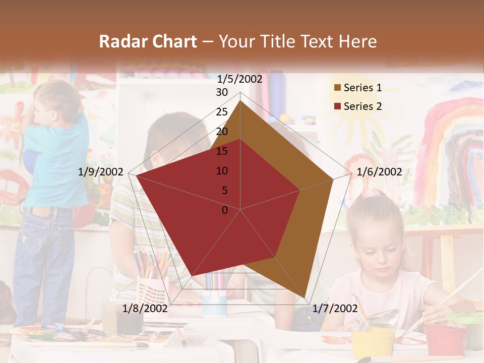 A Woman And Two Children In A Room With Art Supplies PowerPoint Template