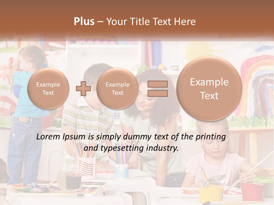 A Woman And Two Children In A Room With Art Supplies PowerPoint Template