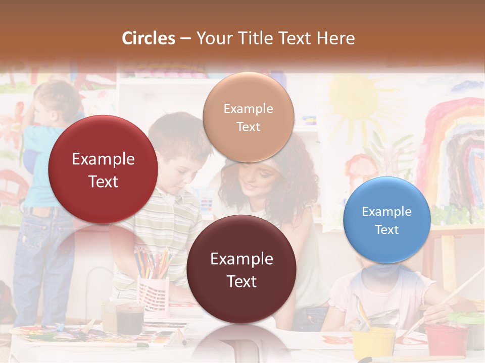 A Woman And Two Children In A Room With Art Supplies PowerPoint Template