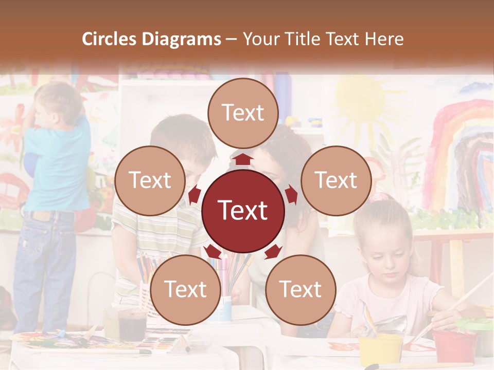 A Woman And Two Children In A Room With Art Supplies PowerPoint Template