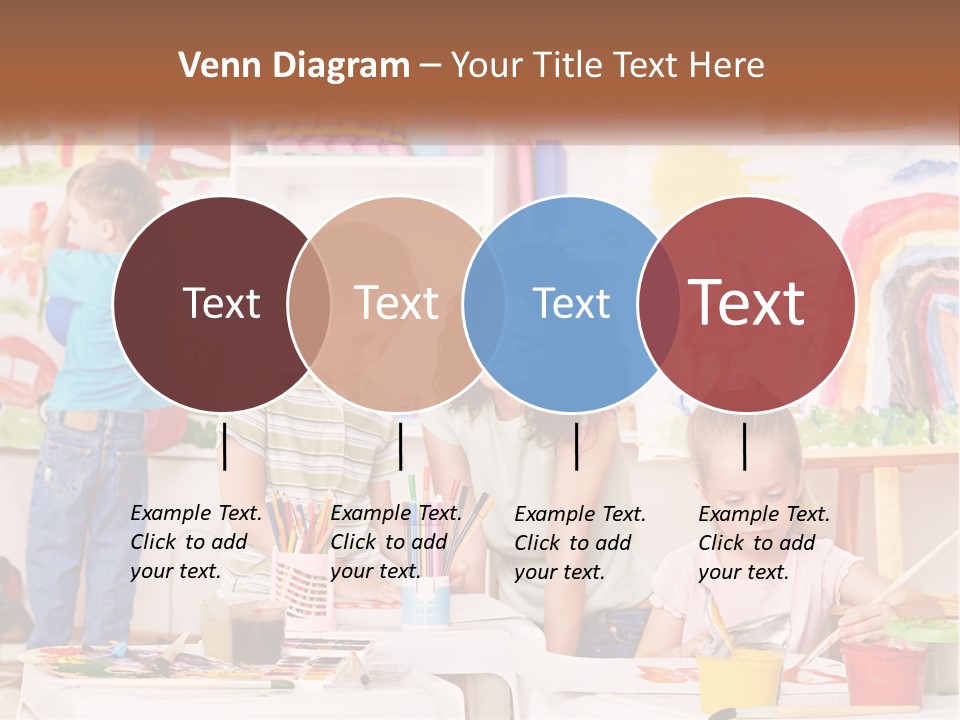 A Woman And Two Children In A Room With Art Supplies PowerPoint Template