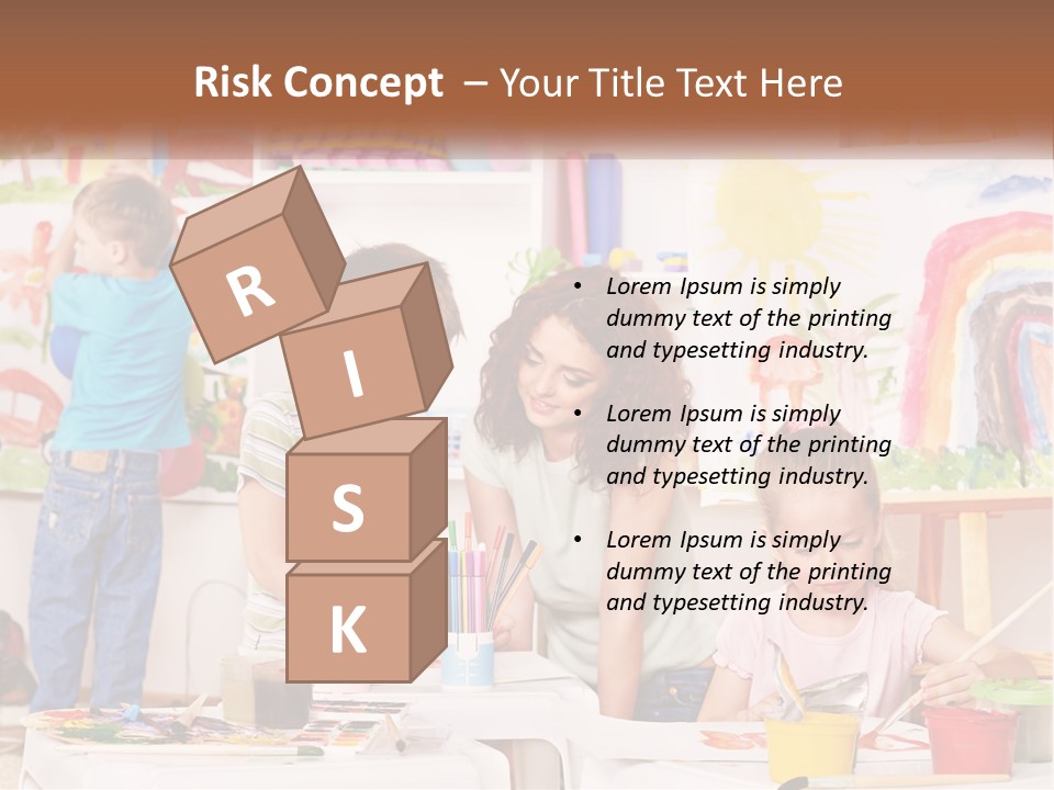 A Woman And Two Children In A Room With Art Supplies PowerPoint Template