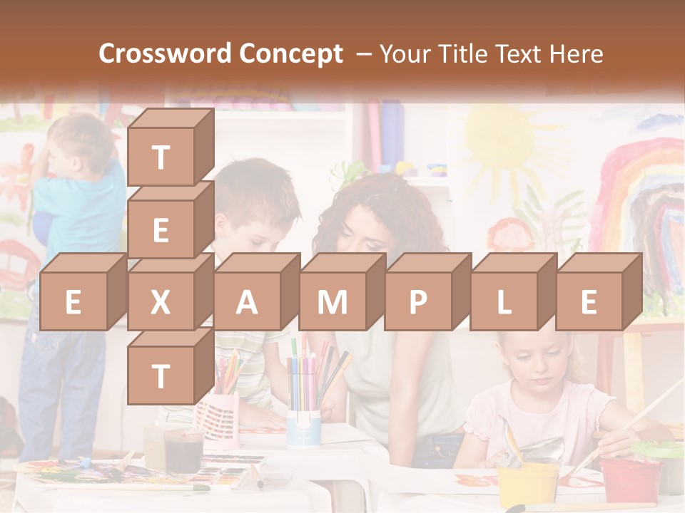 A Woman And Two Children In A Room With Art Supplies PowerPoint Template