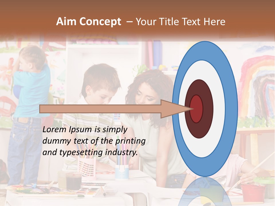 A Woman And Two Children In A Room With Art Supplies PowerPoint Template