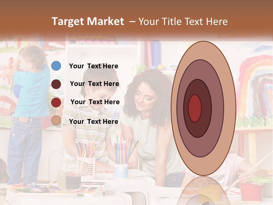 A Woman And Two Children In A Room With Art Supplies PowerPoint Template