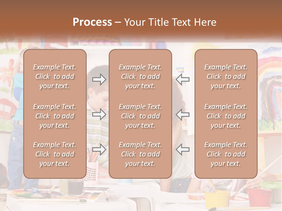 A Woman And Two Children In A Room With Art Supplies PowerPoint Template