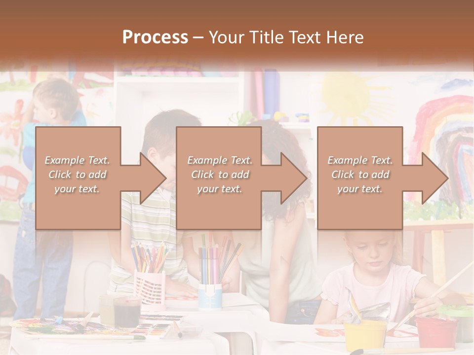 A Woman And Two Children In A Room With Art Supplies PowerPoint Template