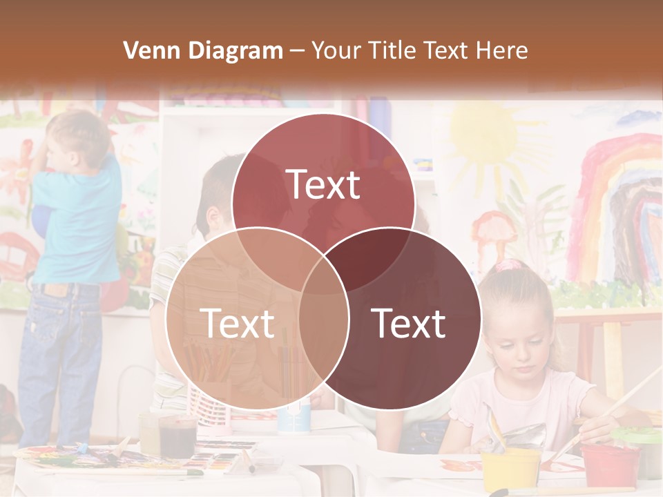 A Woman And Two Children In A Room With Art Supplies PowerPoint Template