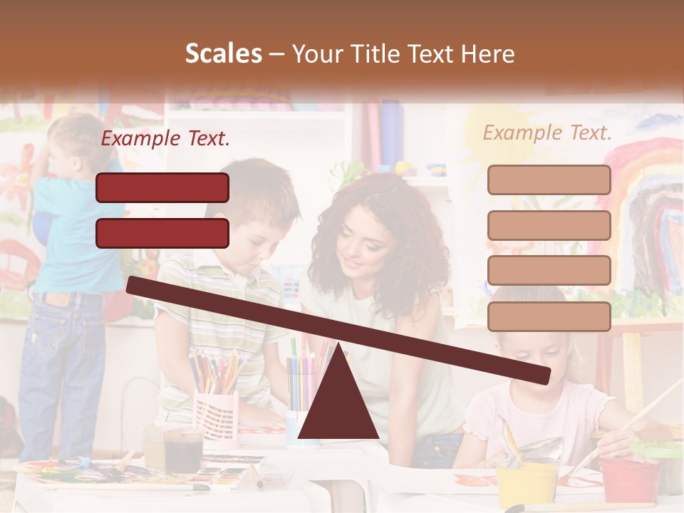 A Woman And Two Children In A Room With Art Supplies PowerPoint Template