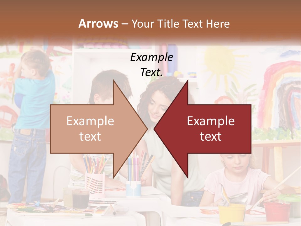 A Woman And Two Children In A Room With Art Supplies PowerPoint Template