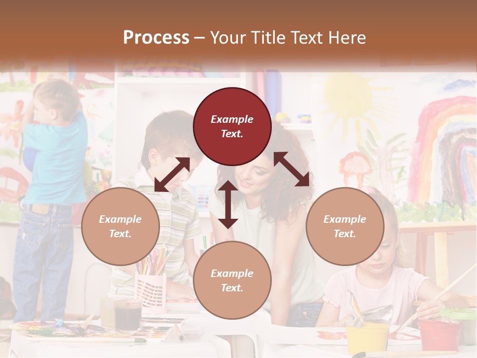 A Woman And Two Children In A Room With Art Supplies PowerPoint Template