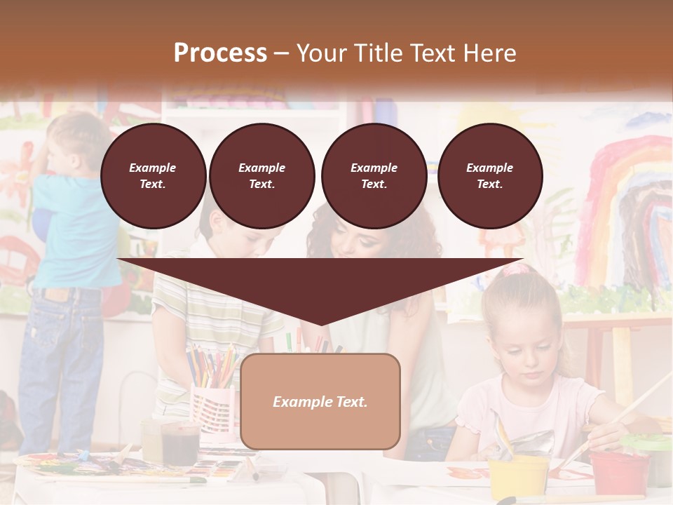 A Woman And Two Children In A Room With Art Supplies PowerPoint Template