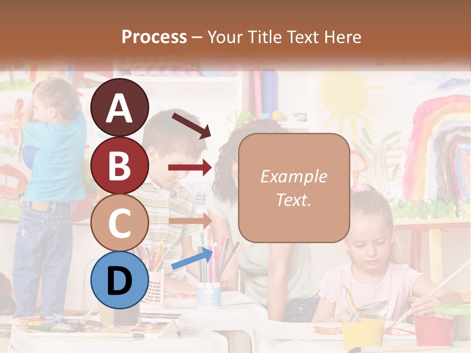 A Woman And Two Children In A Room With Art Supplies PowerPoint Template