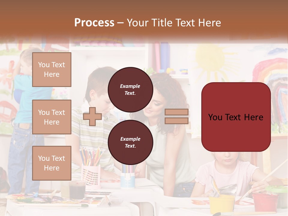 A Woman And Two Children In A Room With Art Supplies PowerPoint Template