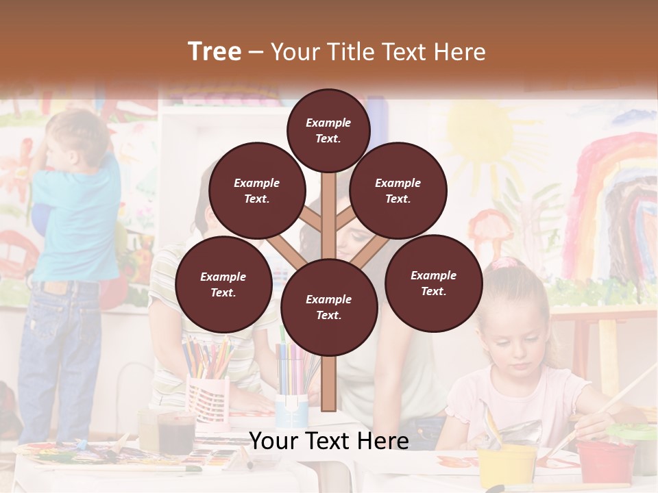 A Woman And Two Children In A Room With Art Supplies PowerPoint Template