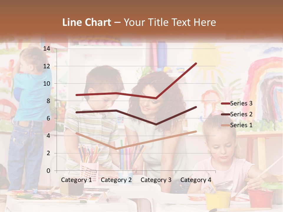 A Woman And Two Children In A Room With Art Supplies PowerPoint Template