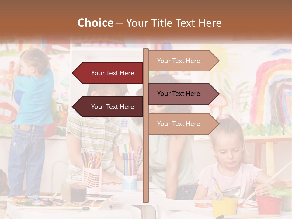 A Woman And Two Children In A Room With Art Supplies PowerPoint Template