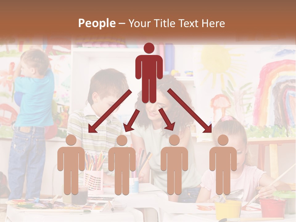 A Woman And Two Children In A Room With Art Supplies PowerPoint Template