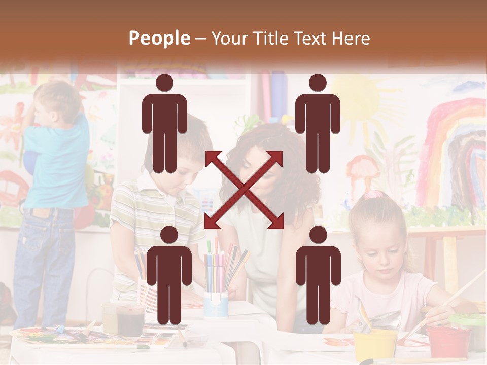 A Woman And Two Children In A Room With Art Supplies PowerPoint Template