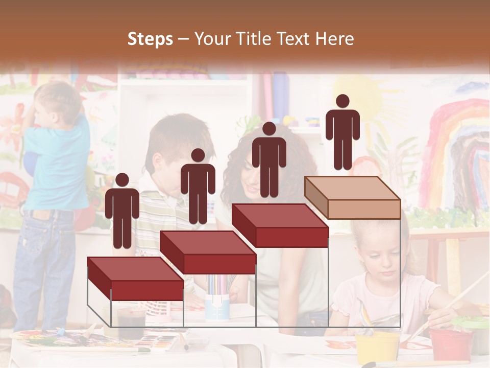 A Woman And Two Children In A Room With Art Supplies PowerPoint Template