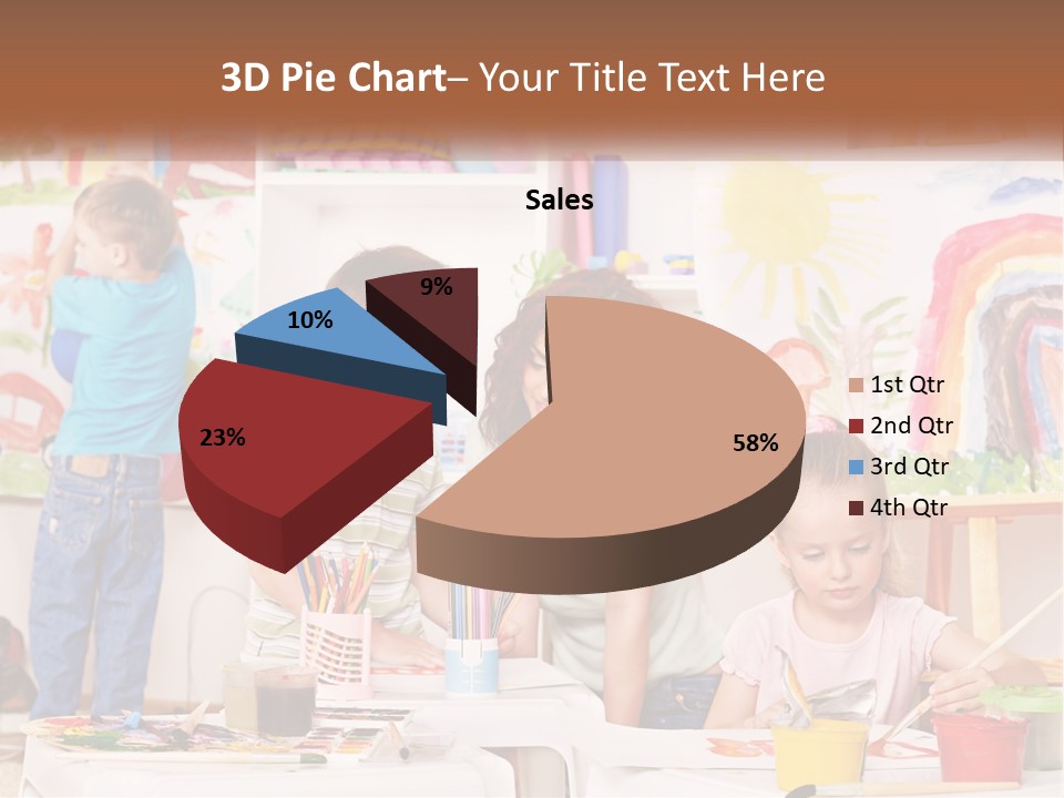 A Woman And Two Children In A Room With Art Supplies PowerPoint Template