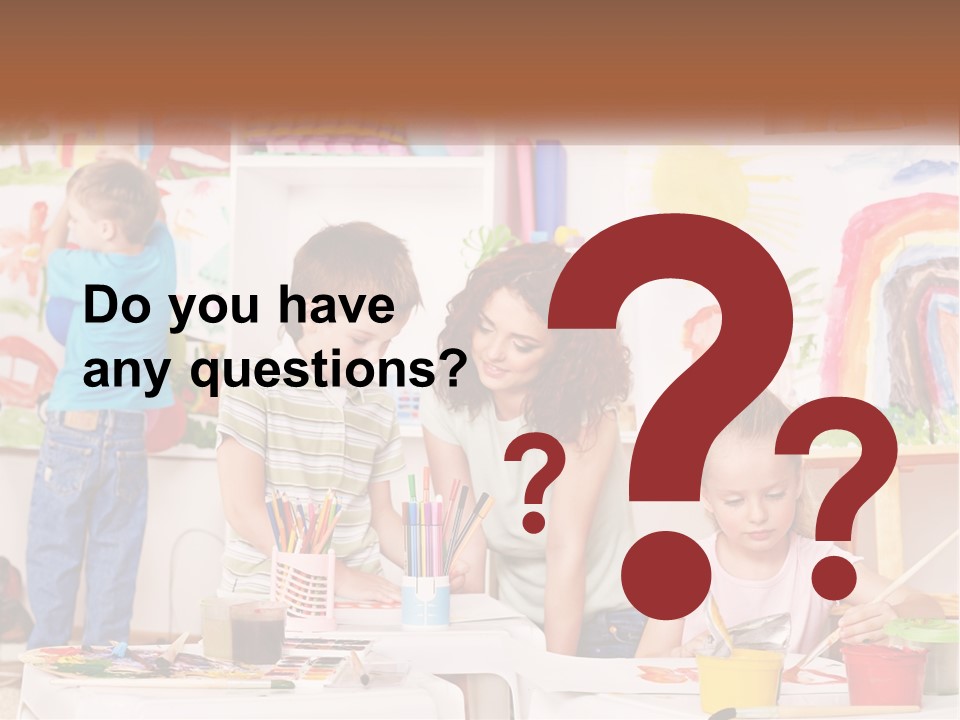 A Woman And Two Children In A Room With Art Supplies PowerPoint Template