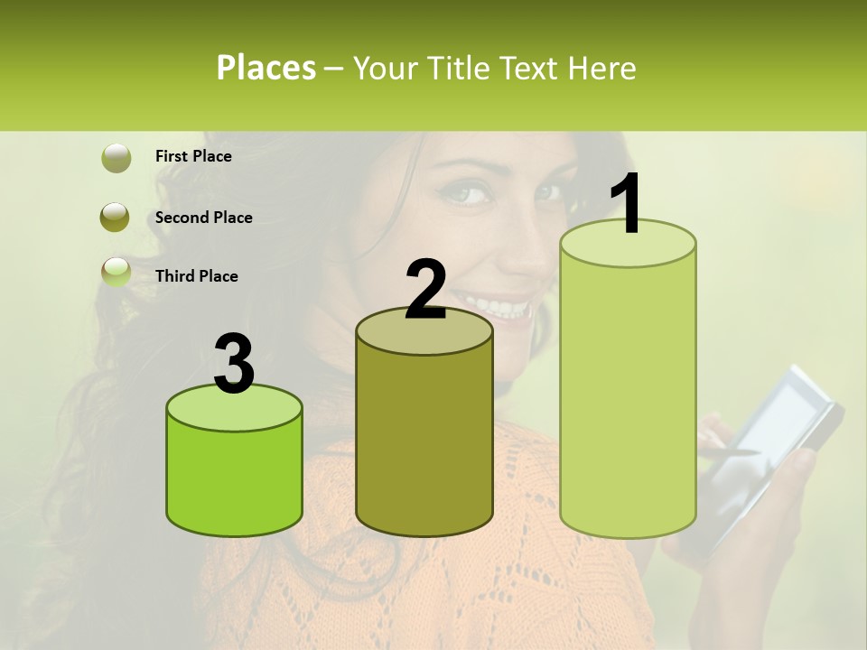 A Woman Holding A Cell Phone In Her Hand PowerPoint Template